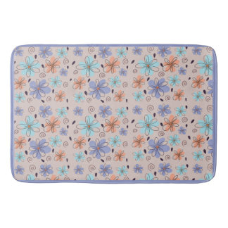 Blumenmuster im Garten pfirsichfarben Badematte