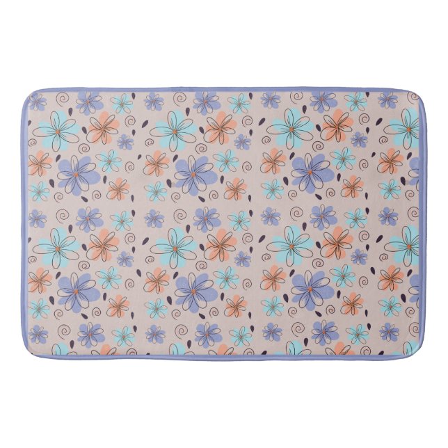 Blumenmuster im Garten pfirsichfarben Badematte (Vorderseite)
