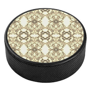 Blumenmuster im goldenen Sepia-Look Eishockey Puck