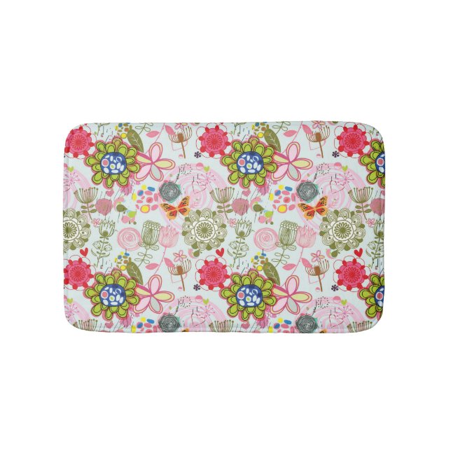 Blumenmuster im Retro-Stil 2 Badematte (Vorderseite)