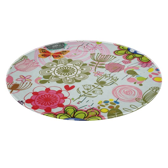 Blumenmuster im Retro-Stil 2 Schneidebrett (Ecke)