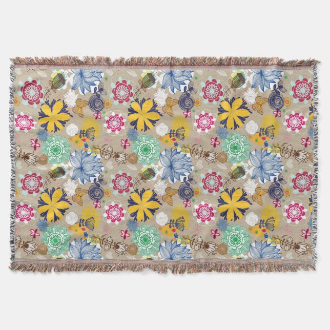 Blumenmuster im Retro-Stil 3 Decke (Vorderseite)