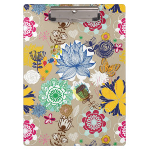 Blumenmuster im Retro-Stil 3 Klemmbrett