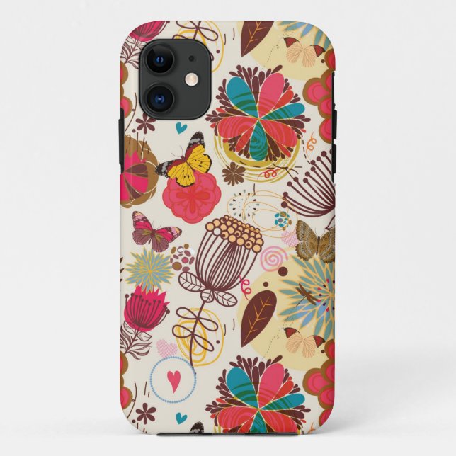 Blumenmuster im Retro-Stil 4 Case-Mate iPhone Hülle (Rückseite)