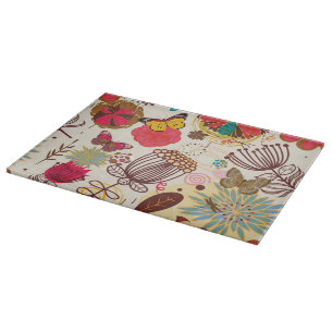 Blumenmuster im Retro-Stil 4 Schneidebrett
