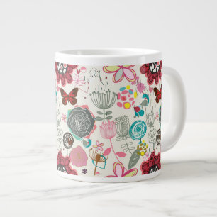 Blumenmuster im Retro-Stil 5 Jumbo-Tasse