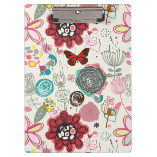 Blumenmuster im Retro-Stil 5 Klemmbrett