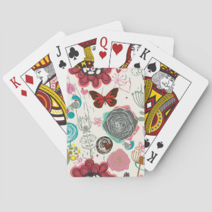 Blumenmuster im Retro-Stil 5 Spielkarten