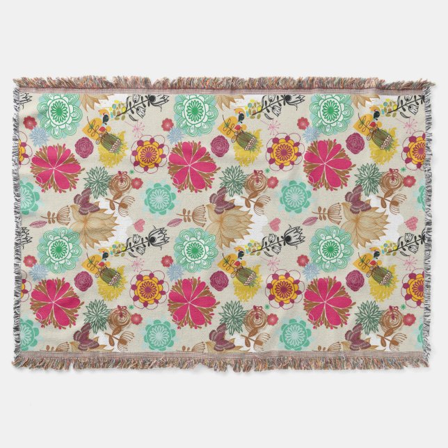 Blumenmuster im Retro-Stil Decke (Vorderseite)