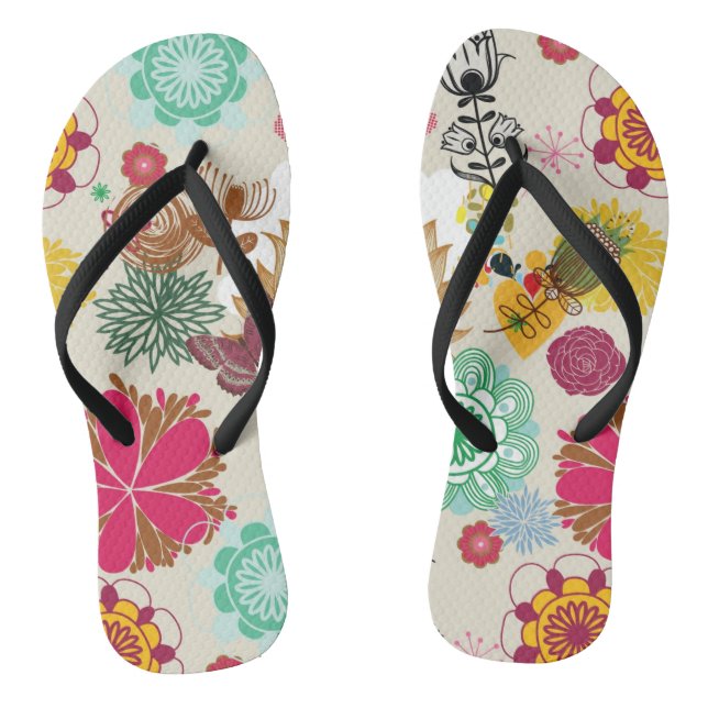 Blumenmuster im Retro-Stil Flip Flops (Fußbett)
