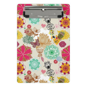 Blumenmuster im Retro-Stil Mini Klemmbrett