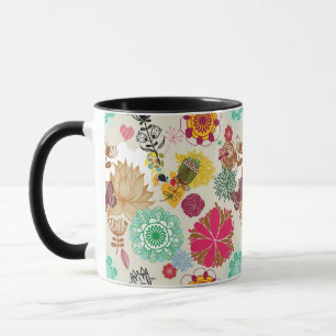 Blumenmuster im Retro-Stil Tasse