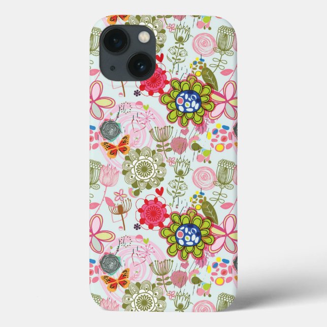 Blumenmuster im Retrostil 2 Case-Mate iPhone Hülle (Rückseite)