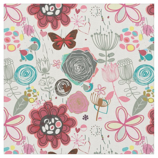 Blumenmuster im Retrostil 5 Stoff (Nahaufnahme)