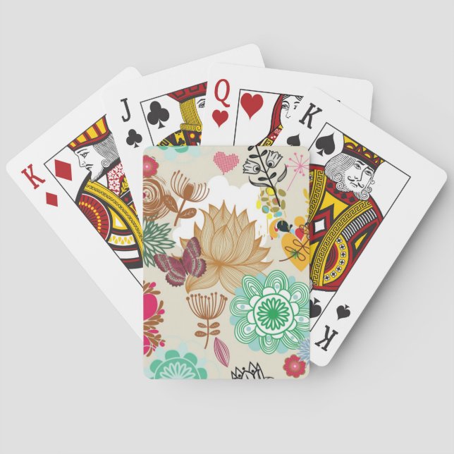 Blumenmuster im Retrostil Spielkarten (Rückseite)