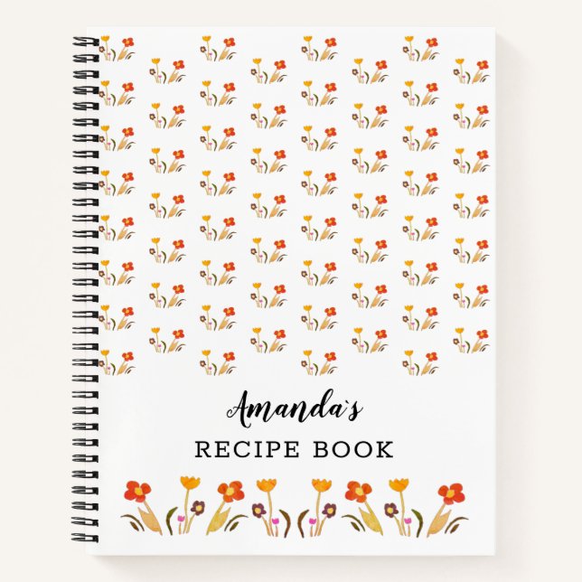 Blumenmuster im Sommer Blume Rezept Notizbuch (Vorderseite)