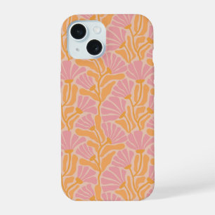 Blumenmuster im Stil der Mitte des 20. Jahrhundert iPhone 15 Hülle