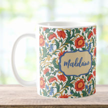 Blumenmuster im Stil von William Morris Blau Rot G