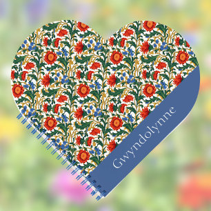 Blumenmuster im Stil von William Morris Blau Rot G Notizbuch