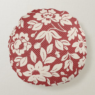 Blumenmuster im Stil von William Morris Rundes Kissen