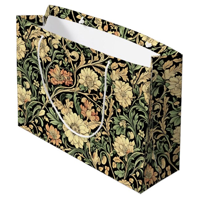 Blumenmuster im viktorianischen Stil  Große Geschenktüte (Rückseite Schrägansicht)