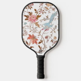Blumenmuster im Vintage-Stil mit blühenden Blumen Pickleball Schläger