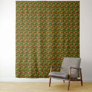 Blumenmuster im Vintage-Stil mit orangen Tulpen Wandteppich