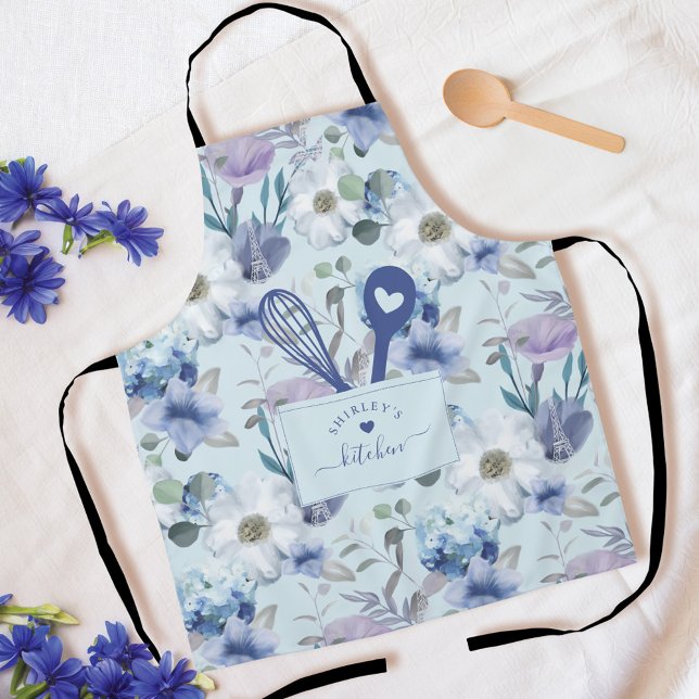 Blumenmuster-Imitate Stitched Pocket Spoon & Whisk Schürze (Floral Pattern Faux Stitched Pocket Spoon & Whisk Apron)