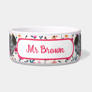 Blumenmuster in Aquarellfarbe Herz-Foto-Pet Napf