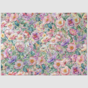 Blumenmuster in Aquarellfarben, Blumenhintergrund Seidenpapier