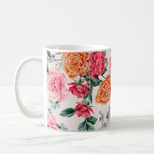 Blumenmuster in Aquarellfarben, Vintag, Blume, Kaffeetasse