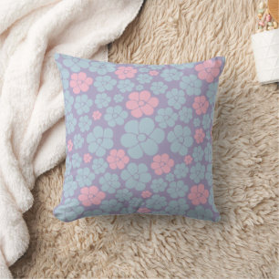 Blumenmuster in Blau, Lila und Rosa Kissen
