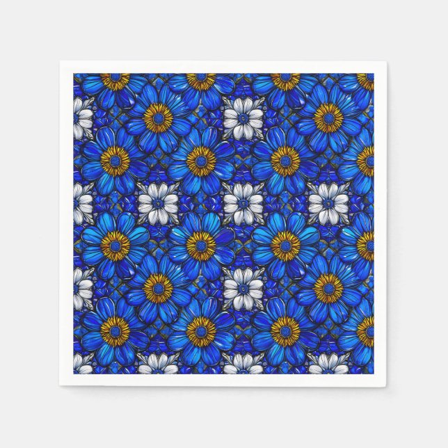 Blumenmuster in Blau Serviette (Vorderseite)
