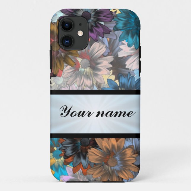 Blumenmuster in Blau und Braun Case-Mate iPhone Hülle (Rückseite)