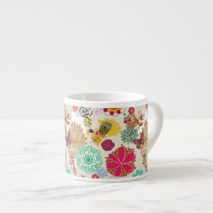 Blumenmuster in der Retro Art Espressotasse