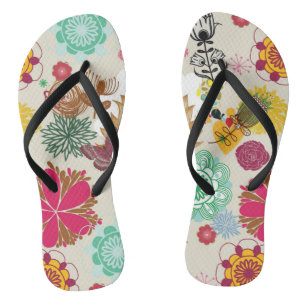 Blumenmuster in der Retro Art Flip Flops