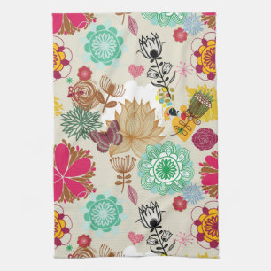 Blumenmuster in der Retro Art Handtuch