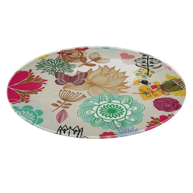 Blumenmuster in der Retro Art Schneidebrett (Ecke)