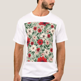 Blumenmuster in hellen Farben T-Shirt