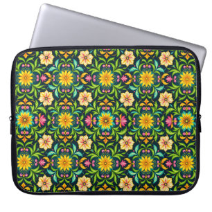 Blumenmuster in lebendigen Farben Laptopschutzhülle
