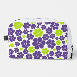 Blumenmuster in Limettengrün und Lila Waschbeutel