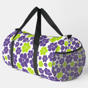 Blumenmuster in Limettengrün und Violett Duffle Bag
