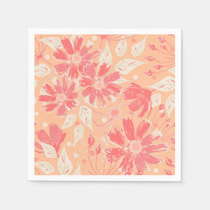 Blumenmuster in modischen Pfirsichfarben Serviette