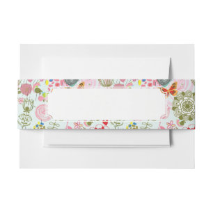 Blumenmuster in Retro Art 2 Einladungsbanderole