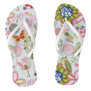 Blumenmuster in Retro Art 2 Flip Flops