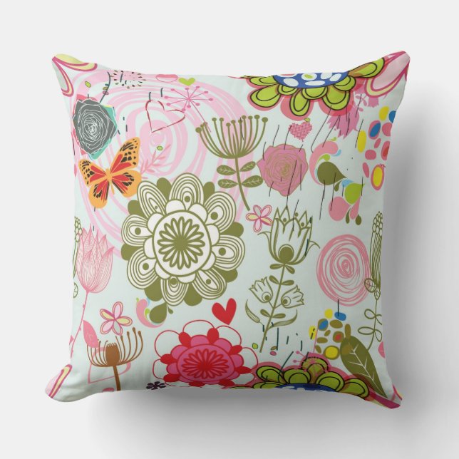 Blumenmuster in Retro Art 2 Kissen (Vorderseite)
