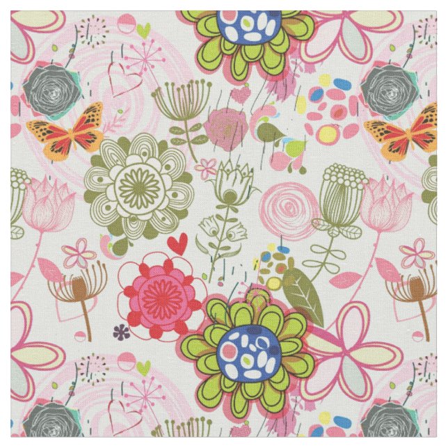 Blumenmuster in Retro Art 2 Stoff (Nahaufnahme)