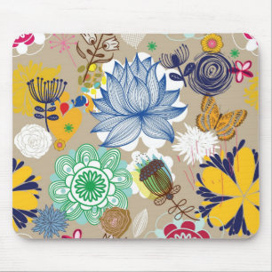 Blumenmuster in Retro Art 3 Mousepad