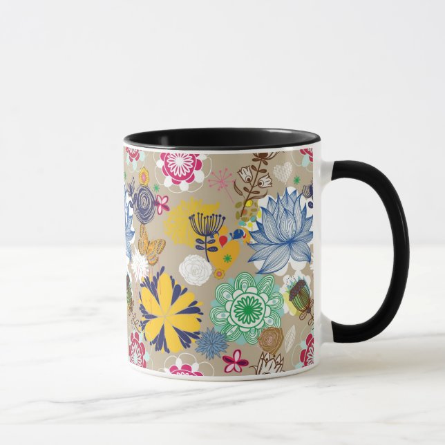 Blumenmuster in Retro Art 3 Tasse (Rechts)