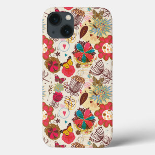 Blumenmuster in Retro Art 4 Case-Mate iPhone Hülle